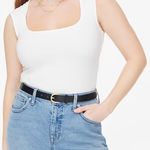 J.Crew  Factory | NWT Cap-sleeve stretch cotton-blend squareneck top White | Sz M Photo 0