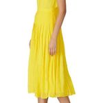 J.Crew NWT Midi in Bright Kiwi Yellow Embroidered Chiffon Short Sleeve Dress 2 Photo 12