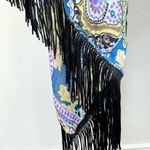 Lavello Convertible Fringed Vest Scarf Sheer Chiffon Paisley Boho Colorful OS Blue Size undefined Photo 3