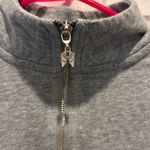 Victoria's Secret  Gray Quarter Zip Pullover Top‎ Rhinestone Heart Back Sz Small Photo 1