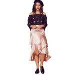 Lost + Wander ‎ Black Fleur Floral Off The Shoulder Bell Sleeve Top Size S Photo 1