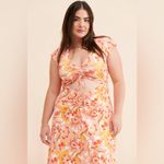 NWT AFRM Anthropologie Lizette Coral Floral Cutout Slinky Maxi Dress 2X Boho Orange Photo 1