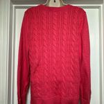 Talbots Classic Red Textured Ribbed Crewneck Women’s Long Sleeve Rope Sweater Photo 5