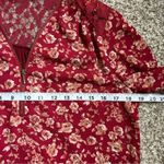 Maurice's 🦋  Red Floral V-Neck Quarter Zip Lace Back 3/4 Sleeve Blouse Small Photo 5