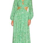 Jonathan Simkhai Adelaide Green Floral Print Satin Cutouts Maxi Dress size XS Photo 2