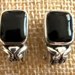 Sterling Silver FAS Onyx Earrings French Clip Vintage Photo 0