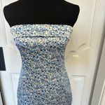 Altar'd State Altar’d State Floral Blue Strapless Dress Notch Slit Mini NWOT Photo 2