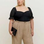 Reformation NWT  Delevan Smocked Black Peasant Blouse, size 22 Photo 2