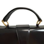 Vintage Dofan Paris Leather Handbag Black Gold Buckle Structured Top Handle Photo 3