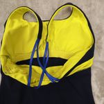Athleta Navy Blue Yellow Start Up Tank Top Mesh Crossback Women's size Small Photo 1