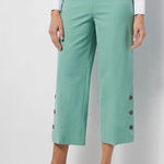 Isaac Mizrahi Live! Stretch Pink Culotte Pants w/ Button Size 2 Photo 0