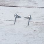 Silver Tone & Clear Gem Stud Earrings For Pierced Ears Photo 2