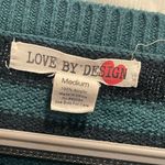 Love by Design Black and Teal Striped Half Sleeve Crew Neck Cropped Sweater sizeM Photo 4