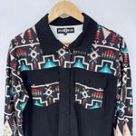 Rowdy Crowd Southwest Cowgirl Corduroy Button Front Shirt Jacket Womens L Black Size L Photo 1