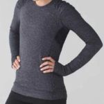 Lululemon Think Fast Long Sleeve Heathered Herringbone Rulu Pullover Size 6 Photo 0