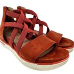 Eileen Fisher  Story Platform Sandal Leather Sporty-Chic Adjustable Cayenne 6 Photo 1