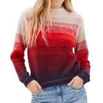 American Eagle New Ombre Stripe Mock Neck Cozy Knit Sweater Red Navy Size XS Photo 0