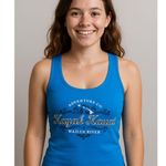 Ouray Athleisure Blue Graphic Tank Top Royal Island Live Love Size Large Photo 0