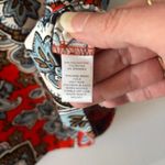 Loft  Orange Blue Paisley Floral Dress S Button Tie Front Whimsygoth Career Bold Photo 8