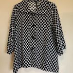 IC by Connie K Textured Swing Jacket Geometric Lagenlook Art Sz M Blk Wht Black Size M Photo 0