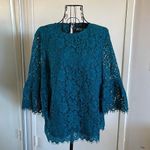 Draper James teal lace bell sleeve blouse Photo 0
