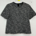 Banana Republic Womans Bananna Republic XS Black Short Sleeve Tweed Shirt Pullover Photo 0