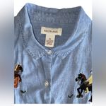 Bechamel Embroidered Cowboy Denim Buttondown Top Size XL Blue Photo 1
