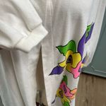 Vintage Womens Floral Long Sleeve Cotton Cardigan Kittens One Size Top Colorful White Photo 4