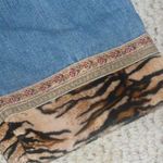 Democracy Cropped Denim Jeans, Velvet Cuffs Tiger Print, Size 6 Photo 2