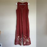 Johnny Was Elia Tie Linen Jumpsuit womens small rust red Photo 2