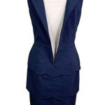 J. McLaughlin Sheath Dress Navy 10 Sleeveless Scallop Tiers Stretch Photo 6