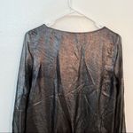 Gap Long Sleeve Scoop Neck Blouse Black Metallic Photo 7