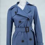 Esprit  Blue Trench Coat Womens US 10 Belted Double Breasted Cotton Photo 5