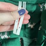 Anthropologie Green Satin Dog Print Pajama Set Photo 4