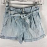 American Eagle  Striped Tie Waist Blue Paperback Shorts Size 6 Photo 0