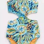 Aerie SM Tropical Terry Halter Cut Out One Piece Floral Hawaiian Beach Vacation Photo 0