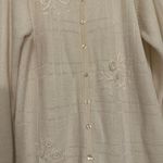 JENNY Sweater Women Medium Floral White Embroidered Long Sleeve Cardigan Photo 2