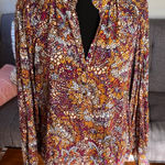 Anthropologie Maeve Purple and Orange Stained glass Patterned Blouse Size XS Photo 0