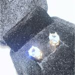 Costume Diamond Studs Gold Brackets W|Velvet Jewelry Box Silver Photo 3
