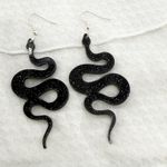 Celestial Snake Glitter Earrings, Black Serpent + Moons and Stars Photo 2