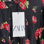 ZARA Cropped Twist-Knot Long-Sleeve Crop Top with Rose Flower Print, Size Medium Photo 9