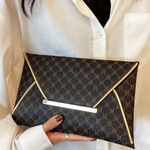 Beautiful PU leather clutch large envelope pouch Brown Photo 1