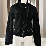 Anthropologie ’s Sanctuary Ruffle Collar Denim Moto Jacket, Black Size S Photo 7