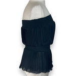 Double Zero Black strapless tube top pleated chiffon with elastic smocked top & waist peplum Photo 1