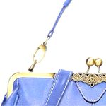 Elegant blue leather kiss lock Handbag new! Photo 2