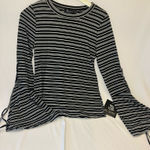 Miss Chievous  Black and White Striped Bell Sleeve Top Photo 0