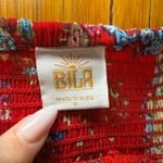 Bila Red Paisley Maxi Skirt Women's Size S Smocked Waist Tiered Floral Boho Photo 1