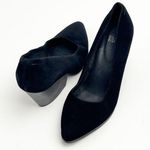 Eileen Fisher Black Hawk Suede Block Heel Almond Toe Pumps, Size 8 Photo 0