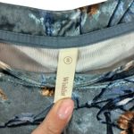 Wishlist Women’s Crushed Velvet Peach Blue Floral Cuffed Short Sleeve Size S Photo 4