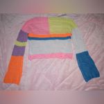 None Viral Neon Rainbow Crocheted Bell Sleeve Crop Top Womens Size Small Photo 4